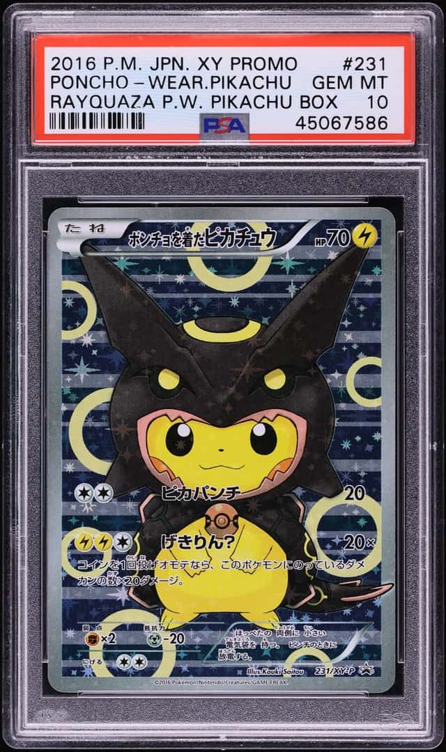 2016 Pokemon Japanese XY Promo Full Art Rayquaza Poncho Wearing Pikachu #231 PSA 10 GEM MINT