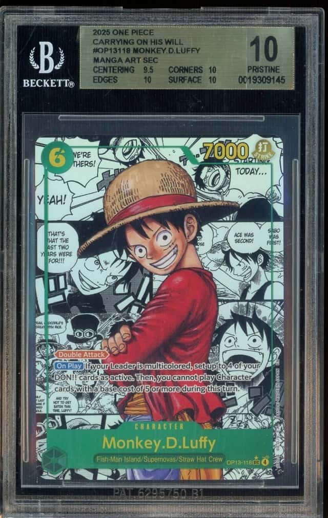 2025 One Piece Carrying/His Will #OP13118 Monkey D. Luffy Manga Art BGS 10