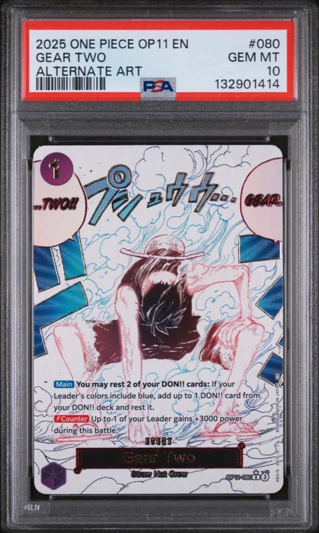 ONE PIECE GEAR TWO 2025 OP11-A FIST OF DIVINE SPEED #080 ALT ART PSA 10
