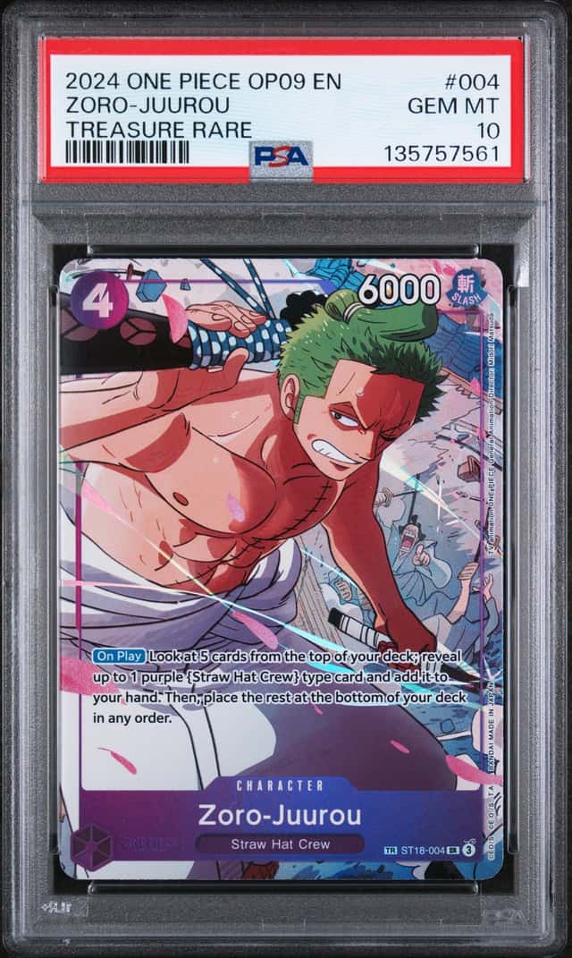 2024 One Piece Englsih Treasure Rare #004 Zoro Juurou PSA 10 GEM MINT