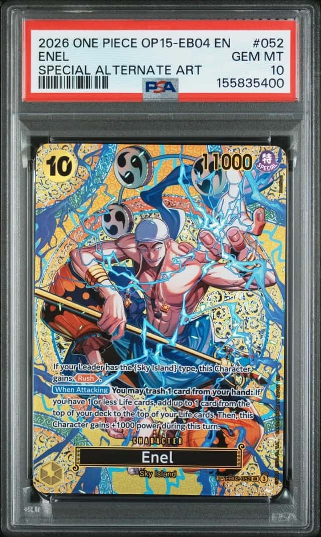2026 ONE PIECE ADVENTURE ON KAMI'S ISLAND SPECIAL ALT ART #052 ENEL PSA 10