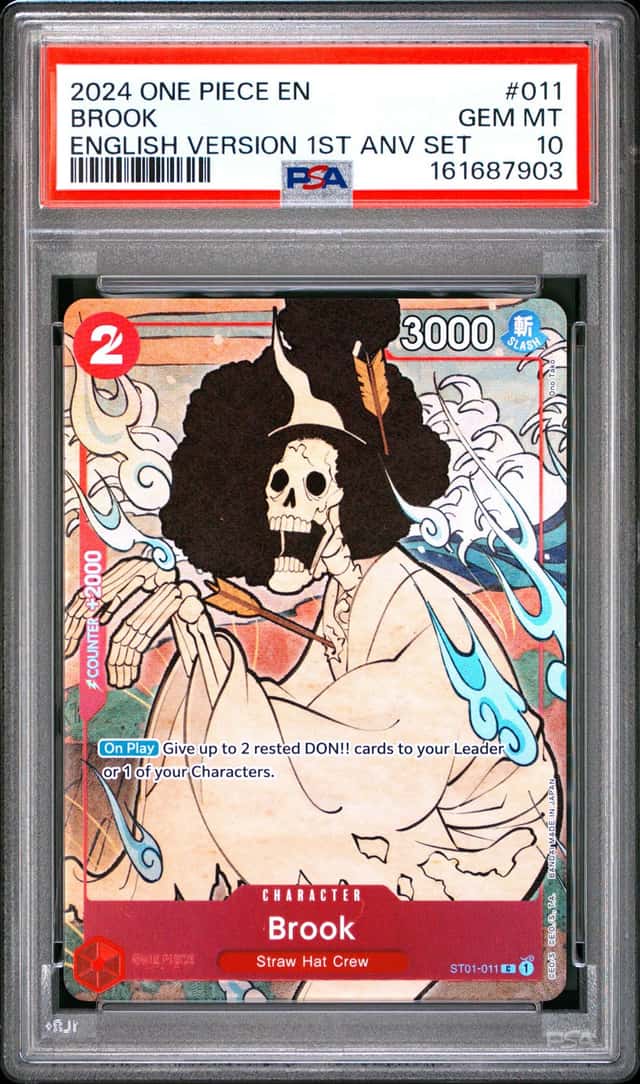 One Piece TCG 1st Anniversary English Brook ST01-011 PSA 10