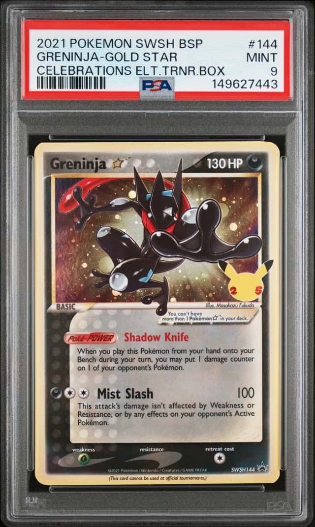 2021 POKEMON SWSH BLACK STAR PROMO #144 GRENINJA-GOLD STAR PSA 9