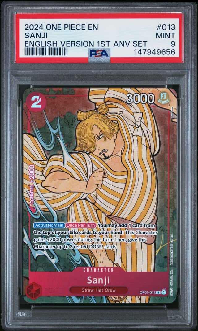 One Piece Sanji English Version 1st Anniversary Set OP01-013 PSA 9 Mint