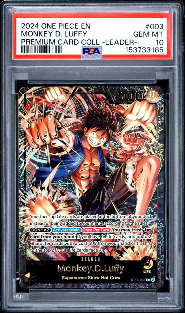 One Piece Monkey D. Luffy Leader Premium Card Coll. 003 PSA 10