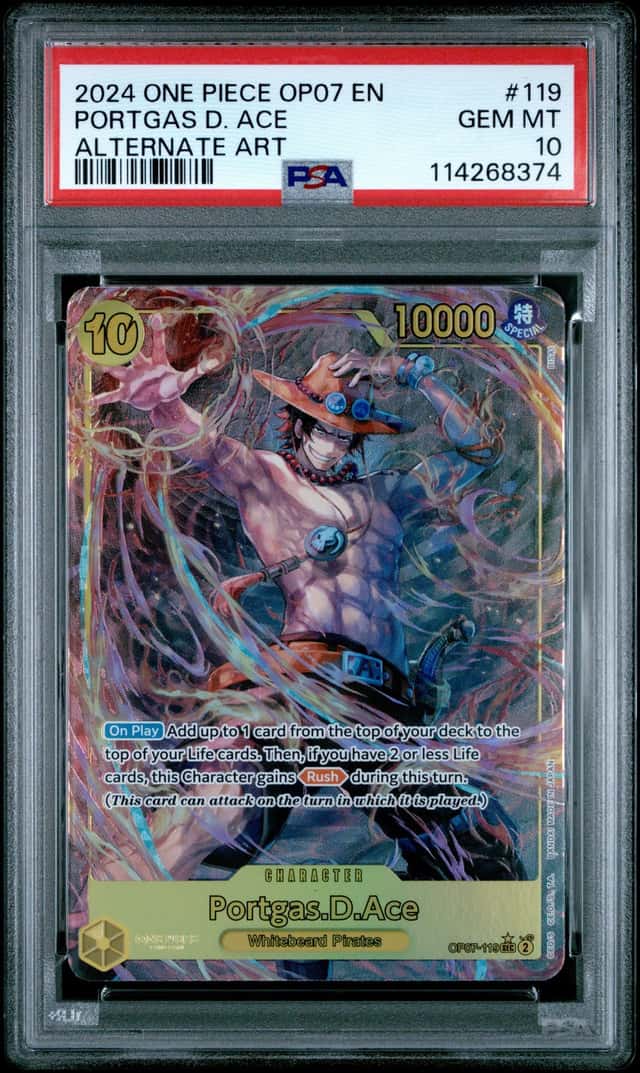 2024 One Piece Portgas.D.Ace Alternate Art #OP07-119 PSA 10