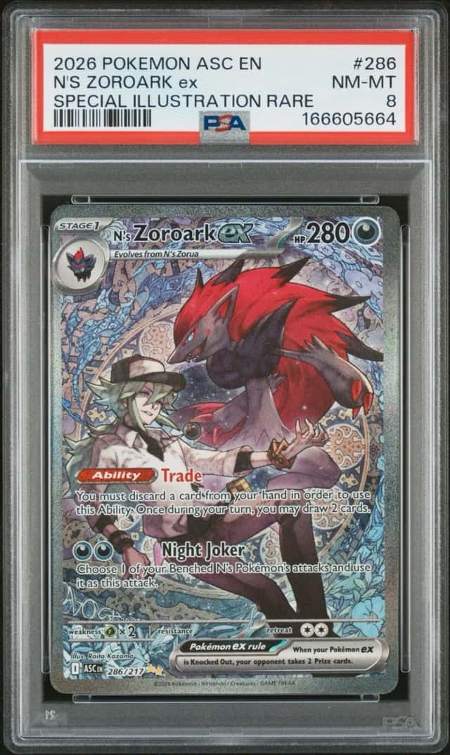 2026 Pokémon Ascended Heroes 286/217 N’s Zoroark Ex SIR PSA 8 NM-MT