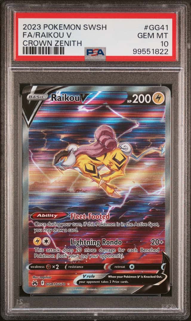 RAIKOU V 2023 POKEMON CROWN ZENITH GALARIAN GALLERY #GG41 FA PSA 10