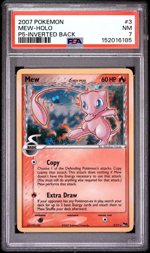 2007 Pokémon Pop Series 5 Mew Holo Bleed & Inverted Back PSA 7 #3 DOUBLE ERROR