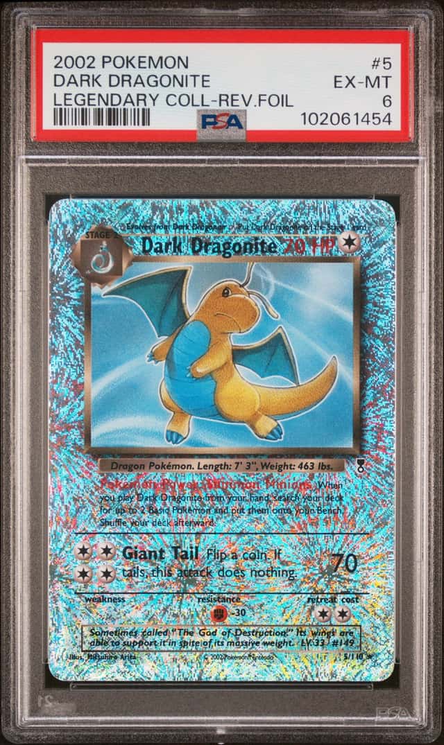 Dark Dragonite #5 Pokemon Legendary Collection - Reverse Holo PSA 6 EX-MT
