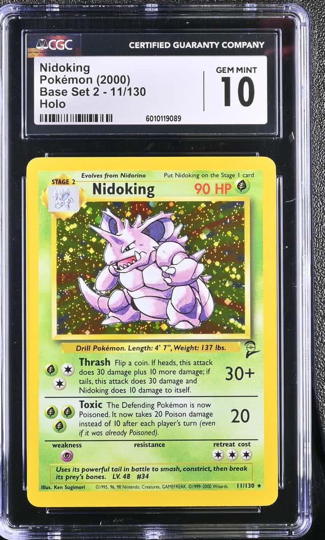 Pokemon Nidoking Base Set 2 11/130 Holo CGC 10 Gem Mint