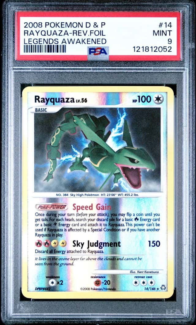 2008 POKEMON RAYQUAZA-REV.FOIL LEGENDS AWAKENED DIAMOND & PEARL #14 PSA 9