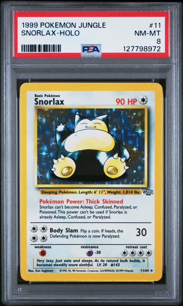 1999 POKEMON SNORLAX-HOLO JUNGLE #11 PSA 8