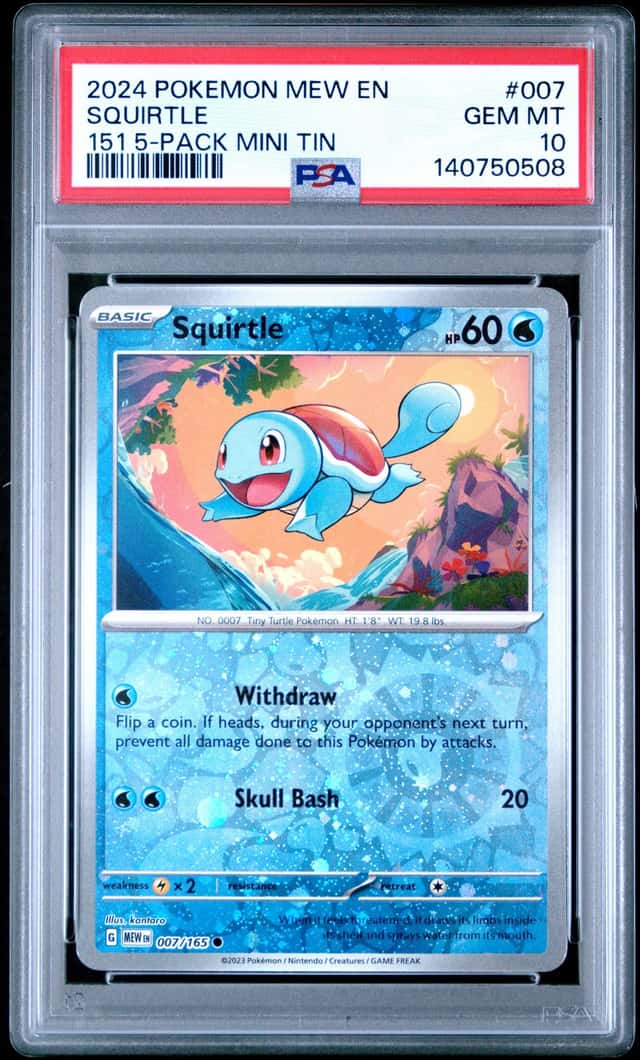 2024 Pokemon 151 Squirtle Cosmos Holo Mini Tin Promo PSA 10 GEM MINT #007/165