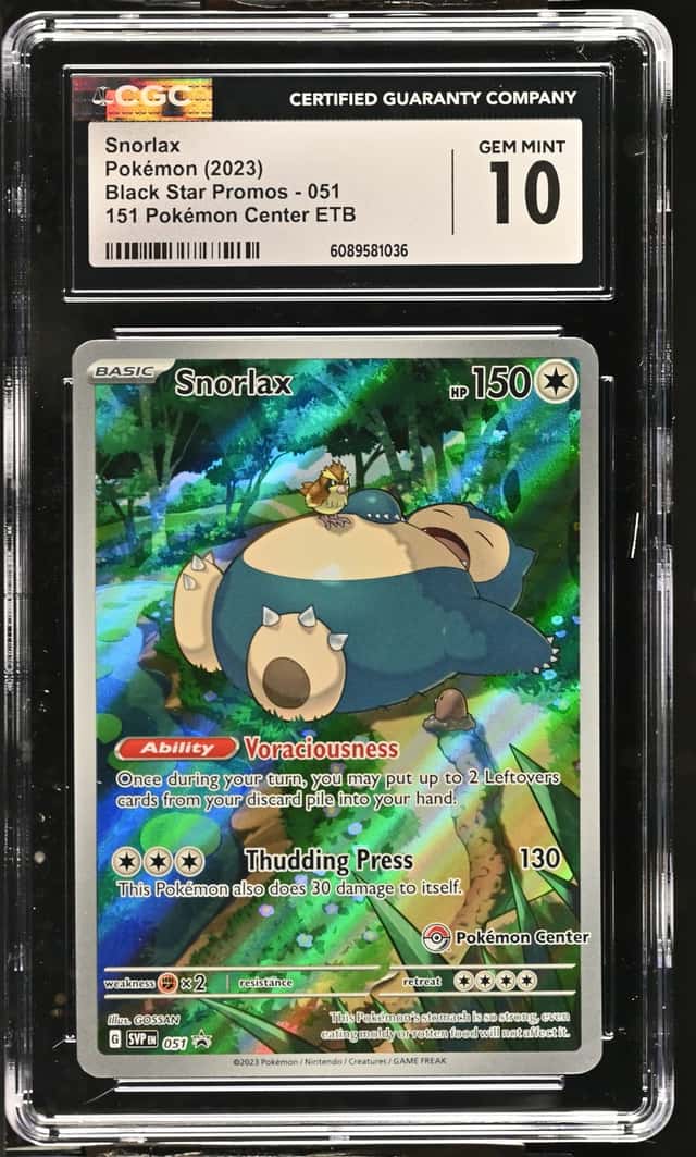 SNORLAX 2023 POKEMON BLACK STAR PROMOS 151 POKEMON CENTER ETB #051 CGC 10 Q7285