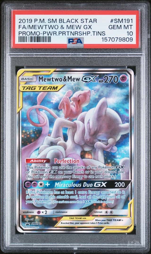 2019 Pokemon SM BSP #SM191 FA/Mewtwo & Mew GX PSA 10 GEM MINT