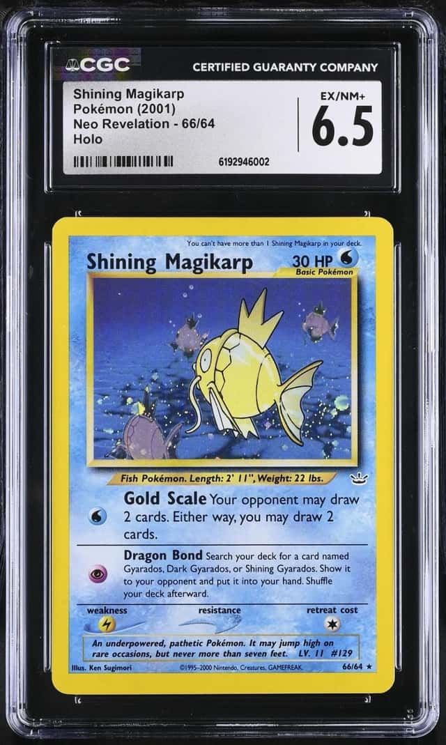 Pokemon 2001 Shining Magikarp 66/64 Holo Secret Rare Neo Revelation CGC 6.5