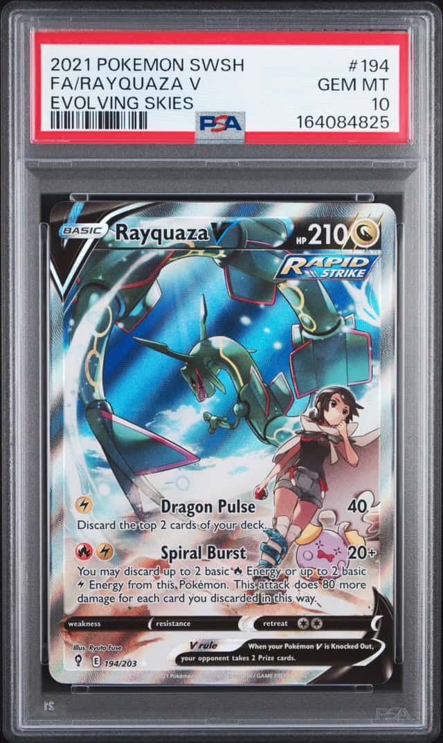 2021 POKEMON SWSH EVOLVING SKIES FULL ART RAYQUAZA V #194 PSA 10 GEM MINT