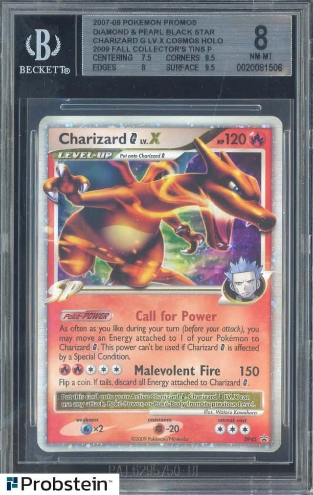 2009 Pokemon Diamond & Pearl BSP Fall Collector's Tins Charizard G LX.V BGS 8