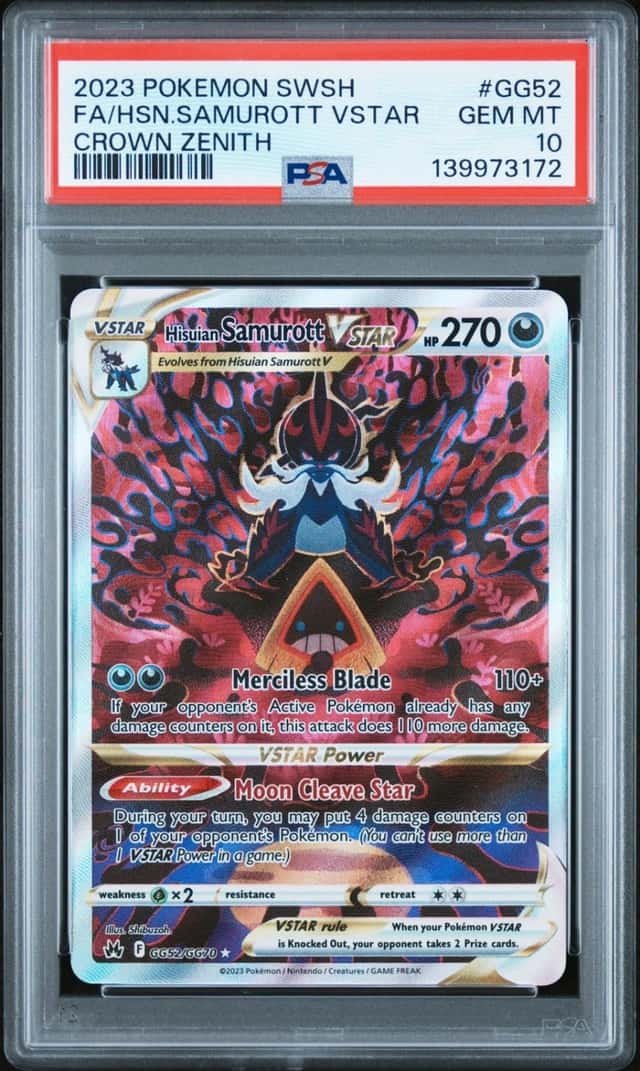 2023 POKEMON SWORD & SHIELD CROWN ZENITH FULL ART/HISUIAN SAMUROTT VSTAR PSA 10