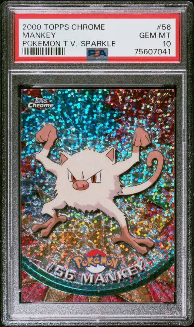 2000 Topps Chrome Pokemon Tv Sparkle Mankey #56