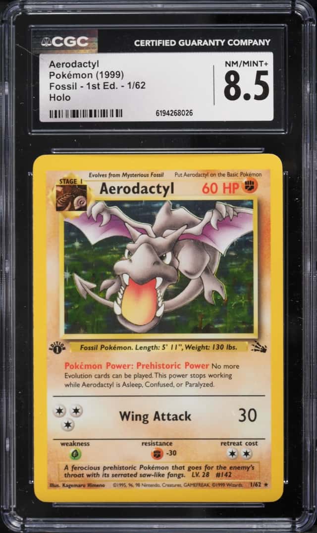 1999 Pokemon Fossil 1st Edition Holo Aerodactyl #1 CGC 8.5 NM-MT+