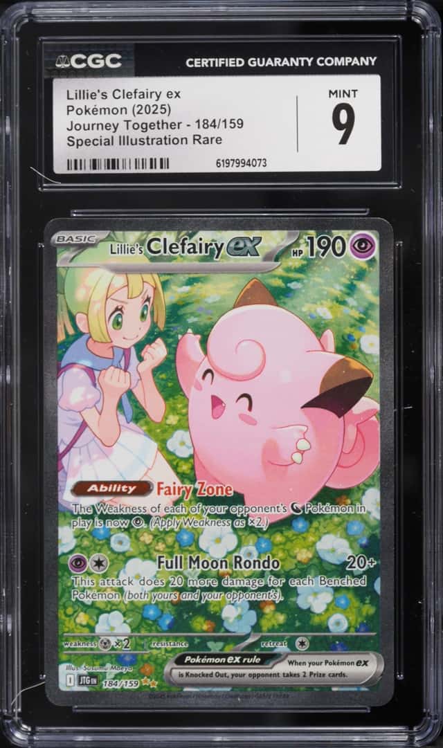2025 Pokemon Scarlet & Violet Journey Together SIR Lillie's Clefairy Ex #184 CGC 9 MINT