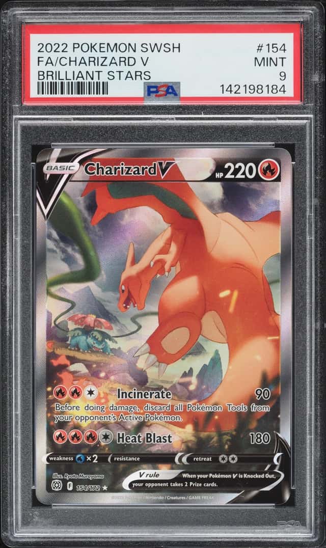 2022 Pokemon Sword & Shield Brilliant Stars Full Art Charizard V #154 PSA 9 MINT
