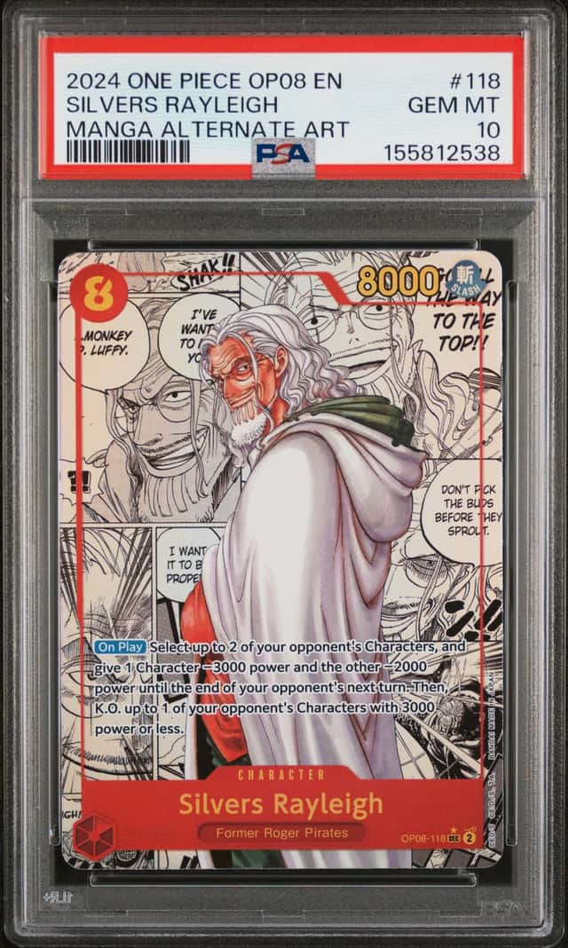  ONE PIECE SILVERS RAYLEIGH 2024 TWO LEGENDS #118 MANGA ALTERNATE ART PSA 10