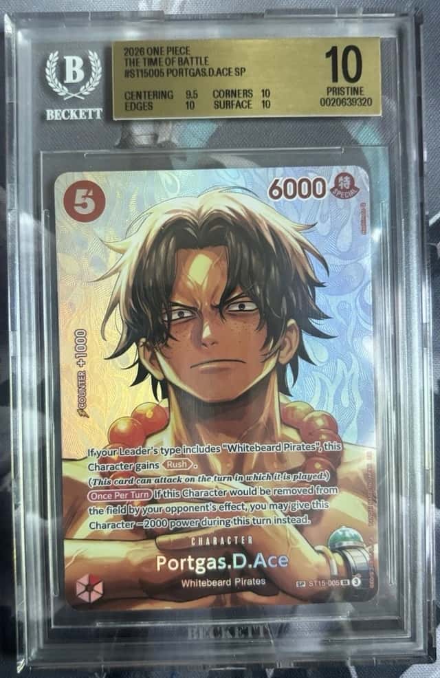 Bandai One Piece ST15-005 Portgas D Ace SP Holo English BGS 10