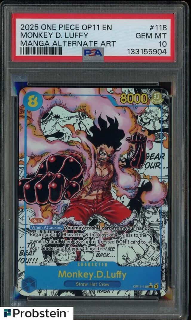 2025 One Piece OP11 EN Manga Alternate Art #118 Monkey D. Luffy PSA 10 GEM MINT