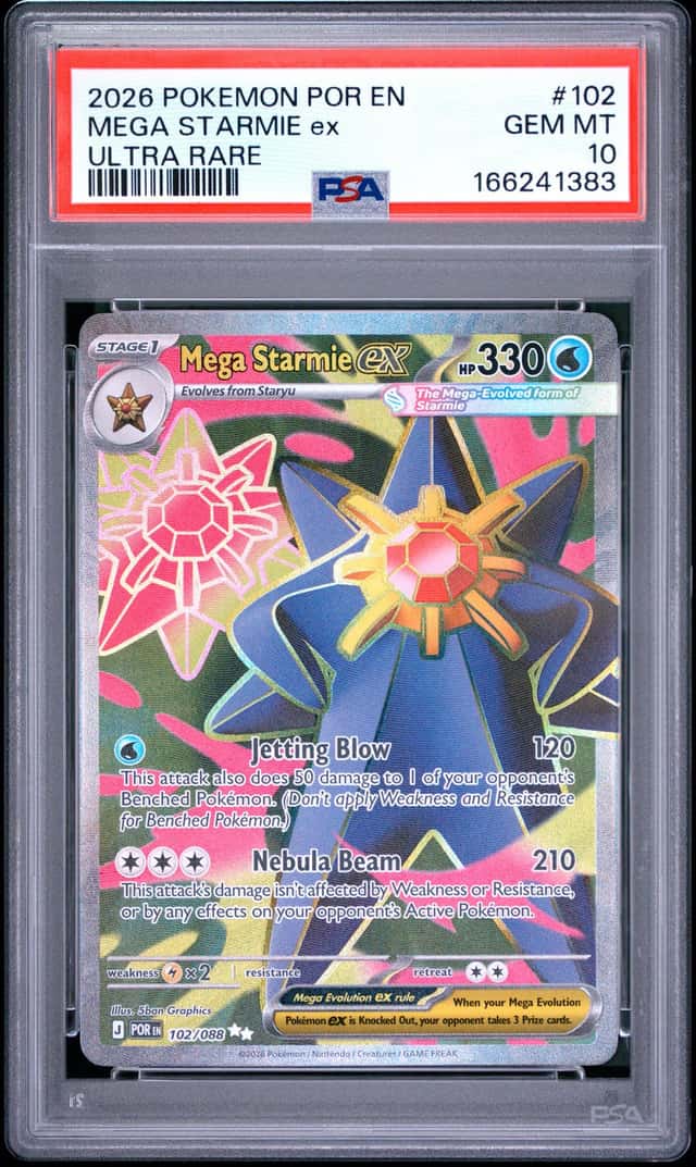 PSA 10 Mega Starmie ex 102/088 Full Art Ultra Rare Pokemon Perfect Order POR EN