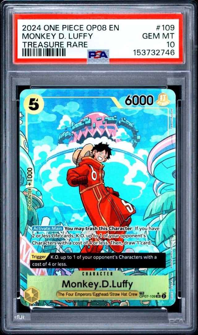 ONE PIECE MONKEY D. LUFFY 2024 OP08-TWO LEGENDS #109 TREASURE RARE PSA 10