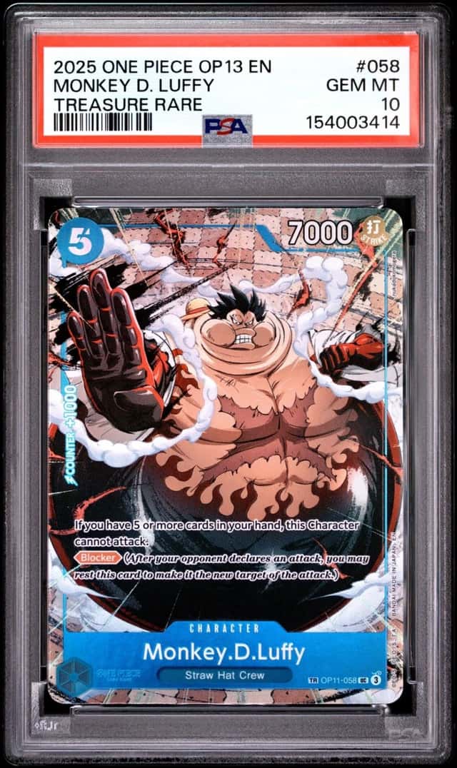 2025 ONE PIECE OP13-CARRYING ON HIS WILL TREASURE RARE MONKEY D. LUFFY PSA 10