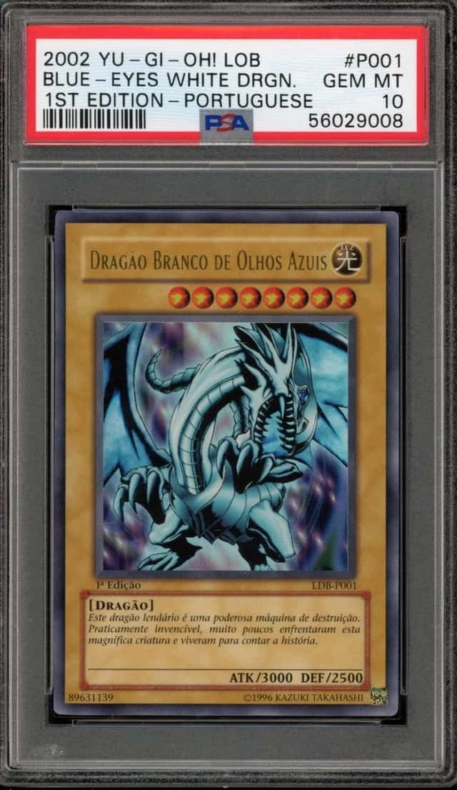 Yugioh Blue Eyes White Dragon Legend/Blue Eyes LOB-P001 1st Ed Portuguese PSA 10