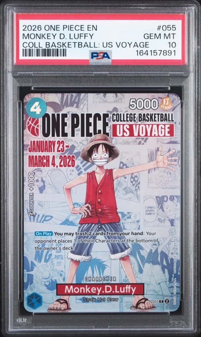 2026 ONE PIECE COLLEGE BASKETBALL: US VOYAGE #055 MONKEY D. LUFFY PSA 10