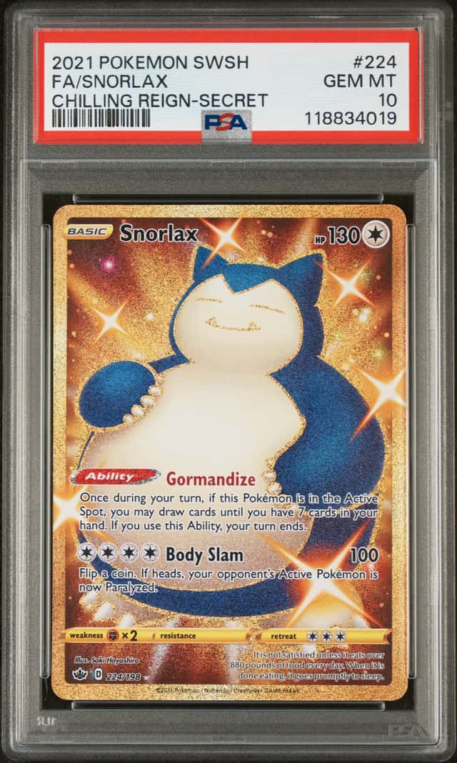 Pokémon TCG Chilling Reign Snorlax 224/198 Secret Rare PSA 10
