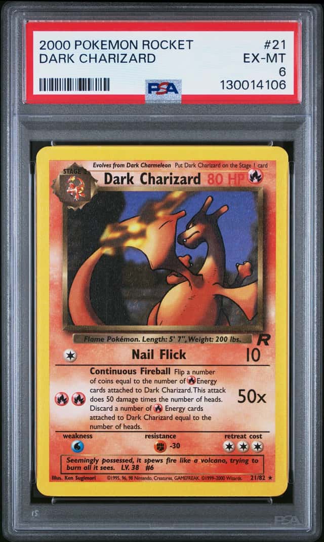 2000 Pokemon Team Rocket Dark Charizard #21 PSA 6 Non-Holo