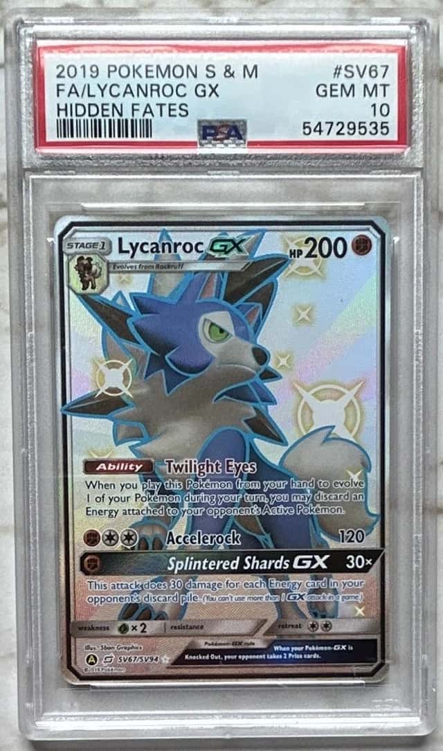 Pokemon TCG Lycanroc GX SV67/SV94 Hidden Fates Shiny Vault Holo PSA 10 2019