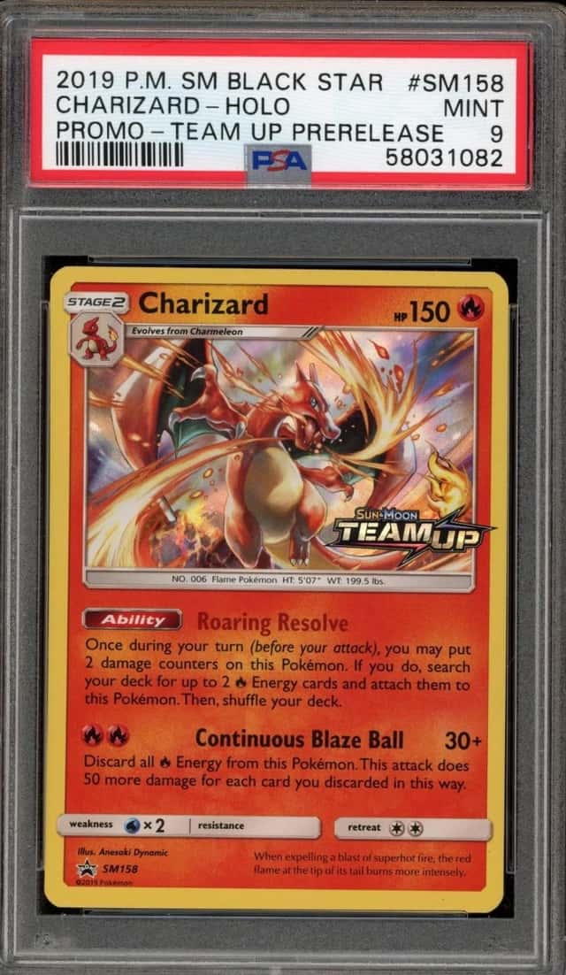 Pokemon Charizard Holo Sm Black Star Promo SM158/181 Team Up Prerelease PSA 9