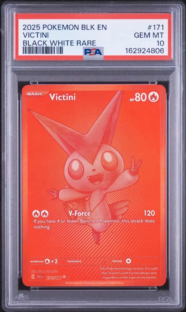 2025 POKEMON BLK EN-BLACK BOLT BLACK WHITE RARE #171 VICTINI PSA 10