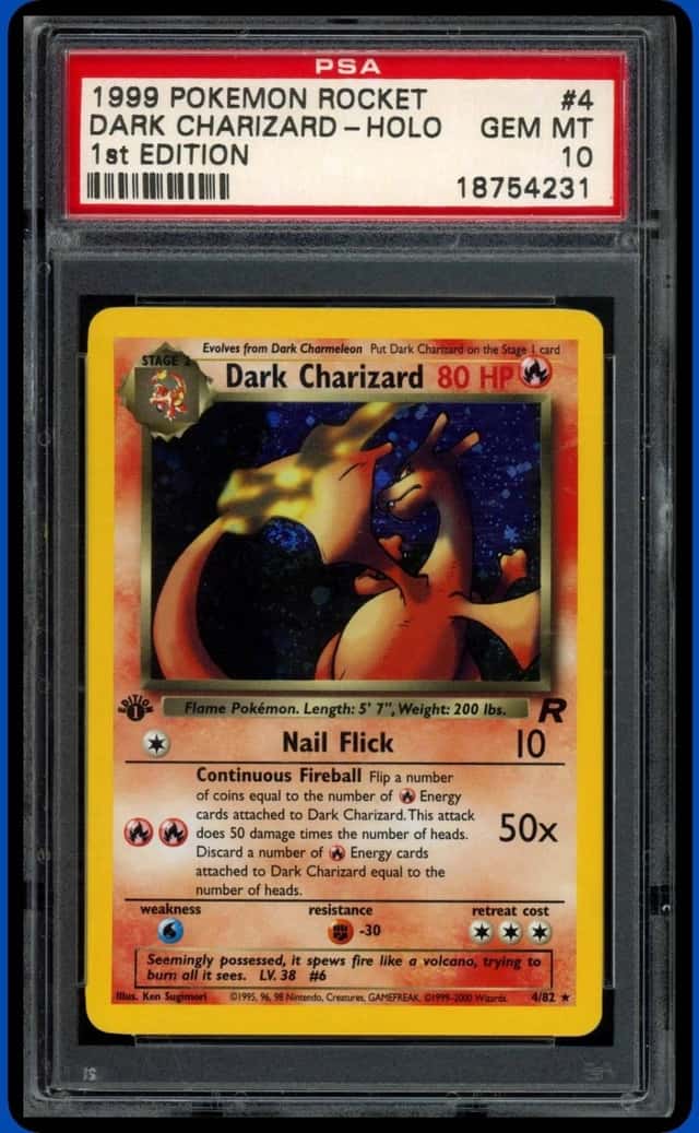 2000 POKEMON TEAM ROCKET FIRST EDITION #4/82 DARK CHARIZARD HOLO RARE PSA 10