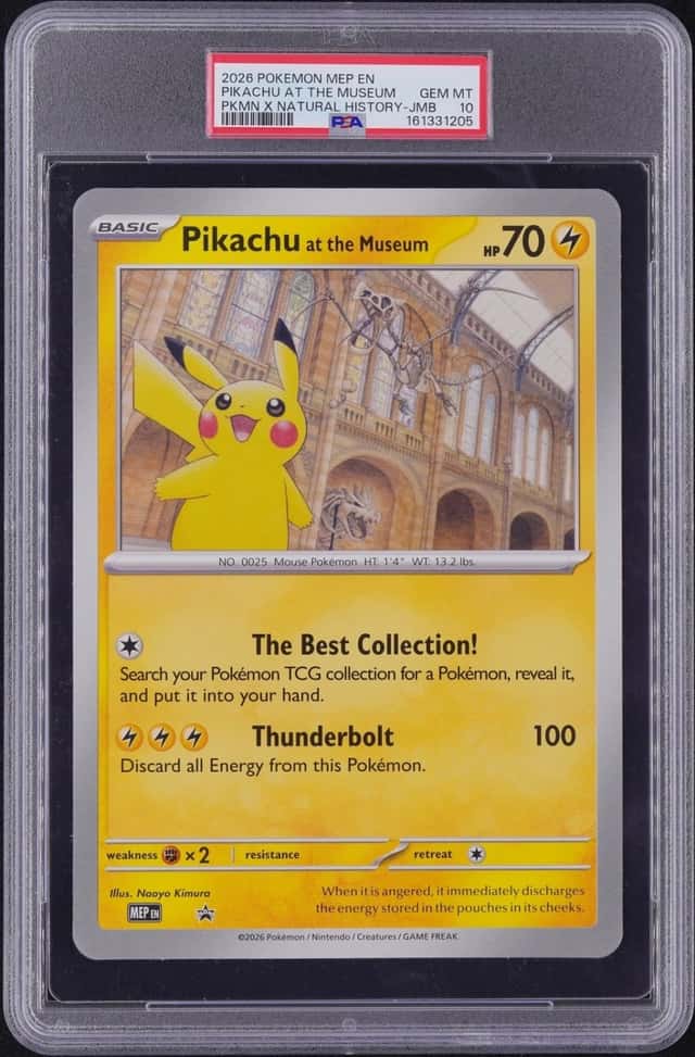 2026 POKEMON MEP EN-ME BLACK STAR PROMO JUMBO PIKACHU AT THE MUSEUM PSA 10