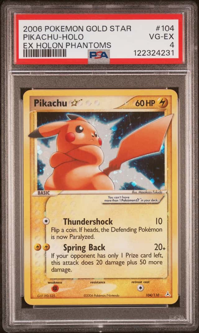 2006 POKEMON EX HOLON PHANTOMS #104/110 PIKACHU GOLD STAR HOLO PSA 4