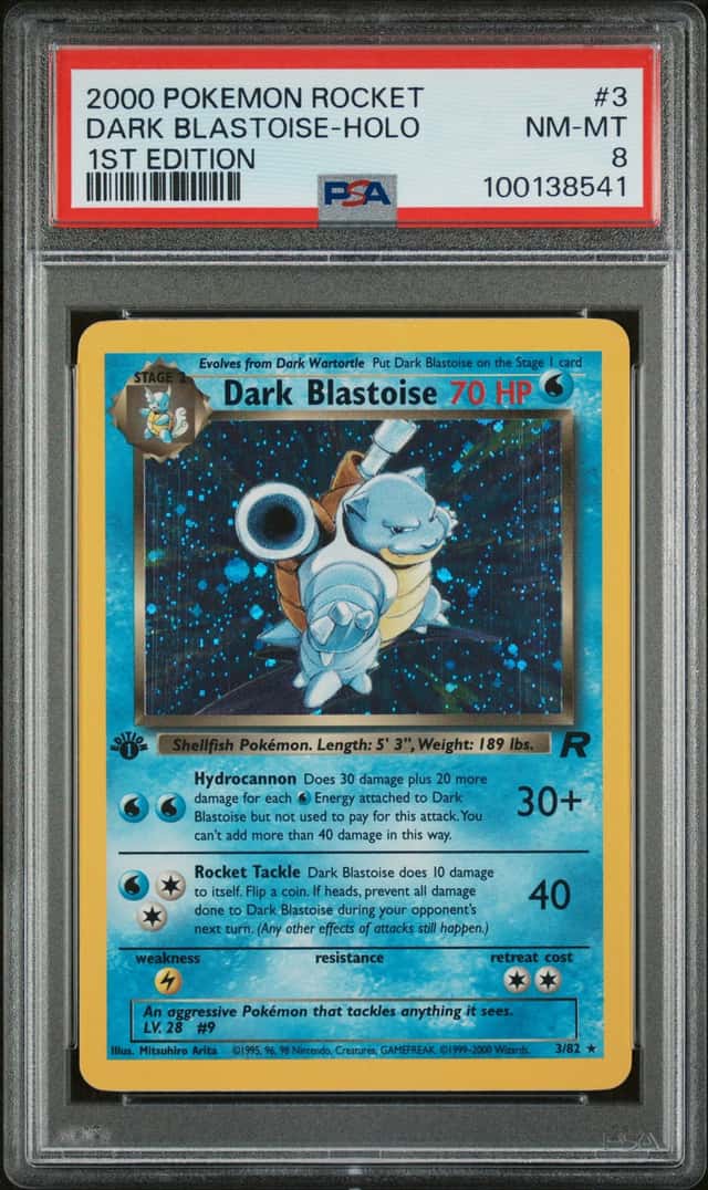 2000 POKEMON TEAM ROCKET FIRST EDITION #3/82 DARK BLASTOISE HOLO RARE PSA 8