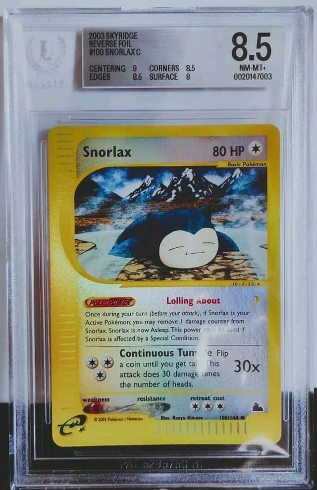 Pokemon Skyridge Snorlax 100/144 Reverse Holo BGS 8.5 NM-MT+ Beckett WOTC Rare
