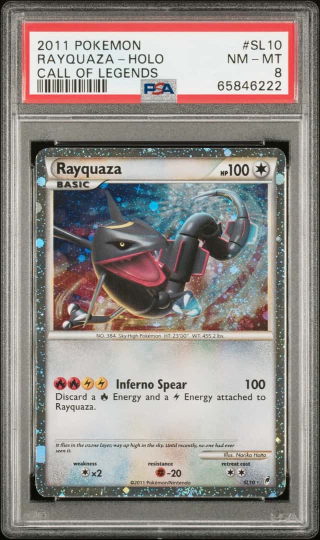 2011 POKEMON CALL OF LEGENDS #SL10 RAYQUAZA-HOLO PSA 8 SWIRL