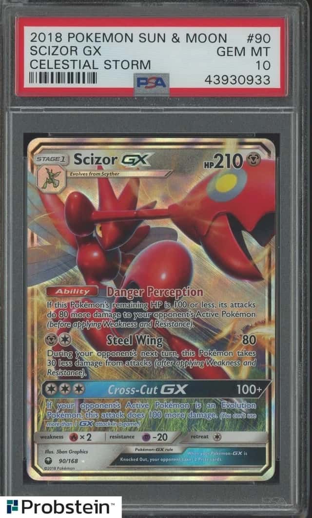 2018 Pokemon Sun & Moon Celestial Storm #90/168 Scizor GX PSA 10