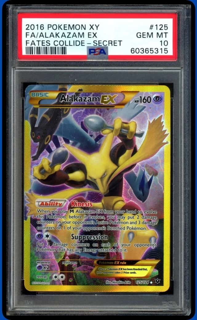 2016 POKEMON XY FATES COLLIDE #125/124 ALAKAZAM SECRET RARE PSA 10