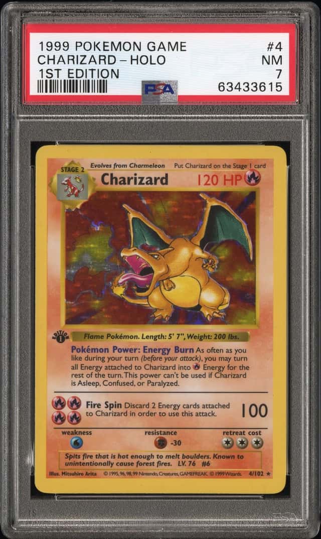 1999 POKEMON BASE SET 1ST EDITION #4 CHARIZARD-HOLO PSA 7